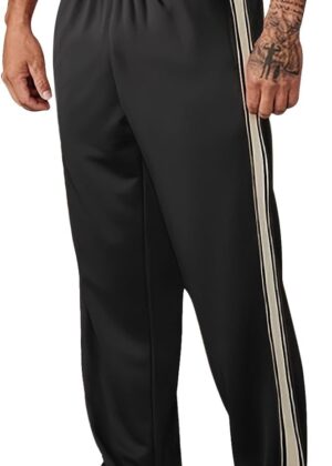 Mens Casual Sweatpants Lightweight Pants Drawstring Waist Workout Striped