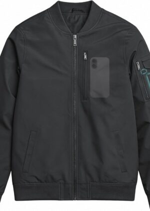 Mens Bomber Jacket: Lightweight Waterproof Windbreaker Stand Collar with Multiple Pockets