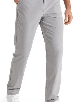 Mens Golf Pants Stretch Work Dress Pants 30"/32"/34" Quick Dry Lightweight Casual Comfy Trousers with Pockets
