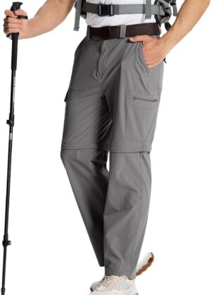 Hiking Pants Men Quick Dry Convertible Tactical Pant Fishing Travel Casual Cargo Pants for Men with Pocket