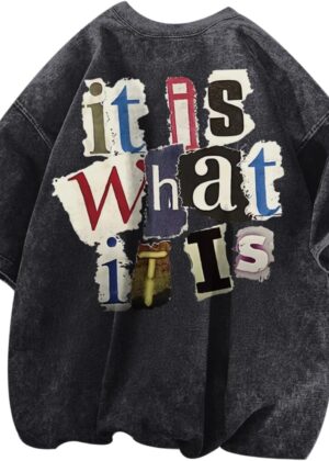 men Graphic Tees Funny Letter Print Vintage Oversize T Shirts Acid Wash Shirt Streetwear Rapper Casual Tee Top