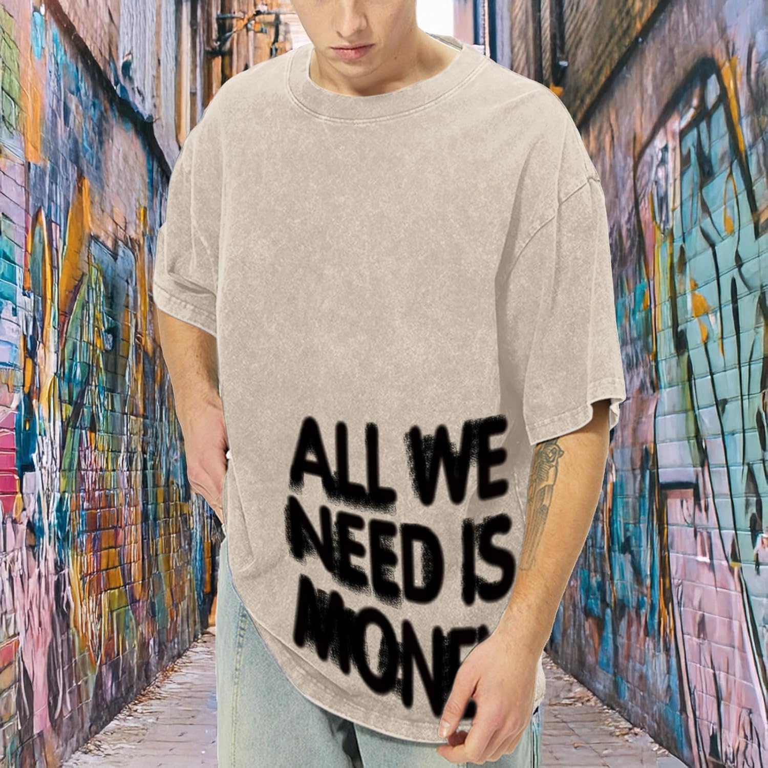 men Oversized Graphic Tees Streetwear Baggy Shirts Y2k Vintage Acid Wash Cotton Tshirt Harajuku Shirt Men - Image 2
