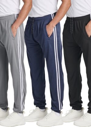 3 Pack: Men's Tech Mesh Active Athletic Casual Jogger Sweatpants with Pockets(Available in Big & Tall)