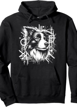 Border Collie Graffiti Street Art Style Pullover Hoodie